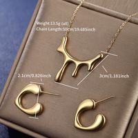304 Stainless Steel 18K Gold Plated XUPING Simple Style Plating Solid Color Earrings Necklace sku image 3