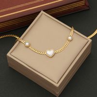 Stainless Steel 18K Gold Plated Wedding Romantic Commute Plating Inlay Heart Shape Pearl Bracelets Earrings Necklace main image 5