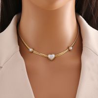 Stainless Steel 18K Gold Plated Wedding Romantic Commute Plating Inlay Heart Shape Pearl Bracelets Earrings Necklace main image 4
