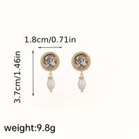 1 Pair Retro Human Plating Chain Inlay Freshwater Pearl Copper Zircon Drop Earrings sku image 1