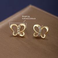 1 Pair Cute Xuping Simple Style Heart Shape Windmill Bird Plating Inlay Alloy Copper Alloy Artificial Gemstones 14k Gold Plated Ear Studs main image 7