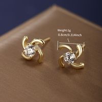 1 Pair Cute Xuping Simple Style Heart Shape Windmill Bird Plating Inlay Alloy Copper Alloy Artificial Gemstones 14k Gold Plated Ear Studs main image 6