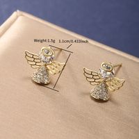1 Pair Cute Xuping Simple Style Heart Shape Windmill Bird Plating Inlay Alloy Copper Alloy Artificial Gemstones 14k Gold Plated Ear Studs main image 3