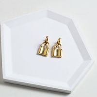 1 Pair Simple Style Lock Plating Stainless Steel Drop Earrings sku image 1