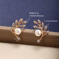 1 Pair Elegant Xuping Sweet Leaf Round Plating Inlay Alloy Copper Alloy Artificial Gemstones Artificial Pearls 18k Gold Plated Ear Studs main image 7
