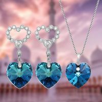 Elegant XUPING Heart Shape Alloy Plating Inlay Artificial Crystal Women's Jewelry Set main image 5