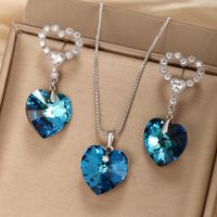 Elegant XUPING Heart Shape Alloy Plating Inlay Artificial Crystal Women's Jewelry Set main image 1