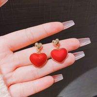 Retro Geometric Heart Shape Alloy Plating Earrings sku image 2