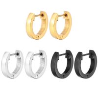 1 Pair Classic Style Geometric Solid Color 304 Stainless Steel 18K Gold Plated Hoop Earrings main image 1