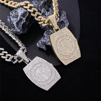 Hip Hop Géométrique Alliage De Zinc Placage Incruster Strass Hommes Pendentif main image 3