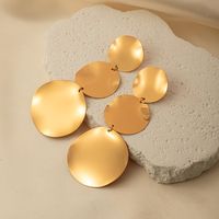 1 Pair Elegant Classic Style Round Plating 304 Stainless Steel 14K Gold Plated Drop Earrings main image 3