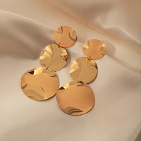 1 Pair Elegant Classic Style Round Plating 304 Stainless Steel 14K Gold Plated Drop Earrings main image 4