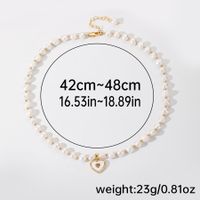 Elegant Romantic Heart Shape Freshwater Pearl Copper Beaded Plating Inlay Shell Zircon 18k Gold Plated Necklace sku image 1