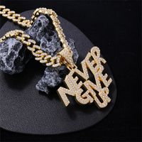 Hip-Hop Letter Zinc Alloy Plating Inlay Rhinestones Men's Pendant Necklace main image 5