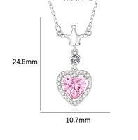Ig Style Shiny Heart Shape Crown Sterling Silver Polishing Plating Inlay Zircon Pendant Necklace main image 2