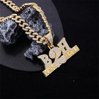Hip Hop Letra Aleación De Zinc Enchapado Embutido Diamantes De Imitación Hombres Collar Colgante main image 5