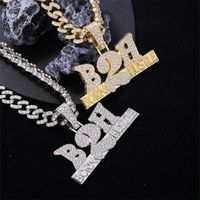 Hip Hop Letra Aleación De Zinc Enchapado Embutido Diamantes De Imitación Hombres Collar Colgante main image 6