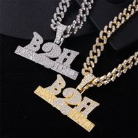 Hip Hop Letra Aleación De Zinc Enchapado Embutido Diamantes De Imitación Hombres Collar Colgante main image 3