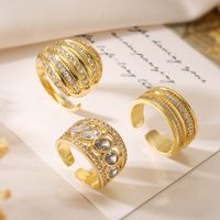 Exaggerated Simple Style Commute Geometric Copper Plating Inlay Zircon 18k Gold Plated Open Rings main image 1