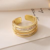 Exaggerated Simple Style Commute Geometric Copper Plating Inlay Zircon 18k Gold Plated Open Rings main image 5