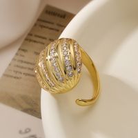 Exaggerated Simple Style Commute Geometric Copper Plating Inlay Zircon 18k Gold Plated Open Rings main image 7