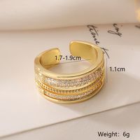 Exaggerated Simple Style Commute Geometric Copper Plating Inlay Zircon 18k Gold Plated Open Rings main image 4