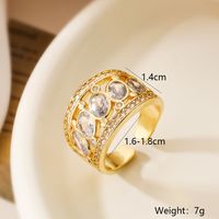 Exaggerated Simple Style Commute Geometric Copper Plating Inlay Zircon 18k Gold Plated Open Rings main image 3