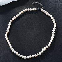 Elegant Simple Style Round Stainless Steel Freshwater Pearl Beaded Handmade Necklace main image 1