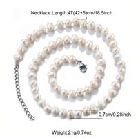 Elegant Simple Style Round Stainless Steel Freshwater Pearl Beaded Handmade Necklace sku image 1