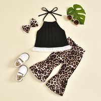 Classical Cute Solid Color Leopard Cotton Girls Clothing Sets main image 2
