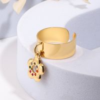 304 Stainless Steel 14K Gold Plated Sweet Plating Inlay Flower Zircon Charm Rings main image 1