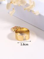 304 Stainless Steel 14K Gold Plated Sweet Plating Inlay Flower Zircon Charm Rings main image 2
