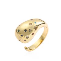 Großhandel Einfacher Stil Geometrisch Einfarbig Kupfer Inlay 18 Karat Vergoldet Zirkon Offener Ring main image 2