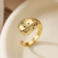Großhandel Einfacher Stil Geometrisch Einfarbig Kupfer Inlay 18 Karat Vergoldet Zirkon Offener Ring main image 3