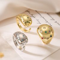Wholesale Simple Style Geometric Solid Color Copper Inlay 18K Gold Plated Zircon Open Rings main image 6