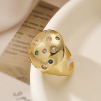 Großhandel Einfacher Stil Geometrisch Einfarbig Kupfer Inlay 18 Karat Vergoldet Zirkon Offener Ring main image 5