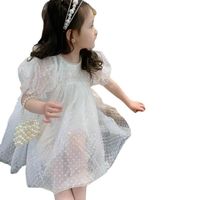 Princess Cute Solid Color Cotton Mesh Yarn Girls Dresses main image 3