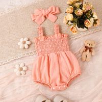 Princess Cute Bow Knot Cotton Baby Rompers sku image 3