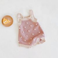 Casual Round Dots Solid Color Cotton Baby Rompers main image 4