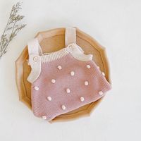 Casual Round Dots Solid Color Cotton Baby Rompers main image 5