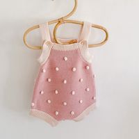 Casual Round Dots Solid Color Cotton Baby Rompers main image 6