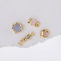 Wholesale Jewelry Sweet Letter Heart Shape Brass Zircon 18k Gold Plated Asymmetrical Ear Studs main image 1
