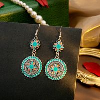 1 Pair Fashion Flower Alloy Metal Women's Drop Earrings sku image 2