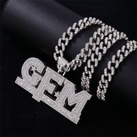 Hip Hop Letra Aleación De Zinc Enchapado Embutido Diamantes De Imitación Hombres Collar Colgante main image 4