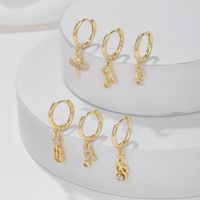 Wholesale Jewelry Cute Sweet Guitar Notes Brass Zircon 18k Gold Plated Silver Plated Plating Inlay Drop Earrings main image 4