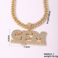Hip Hop Letra Aleación De Zinc Enchapado Embutido Diamantes De Imitación Hombres Collar Colgante sku image 2