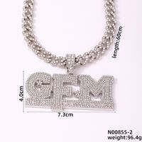 Hip Hop Letra Aleación De Zinc Enchapado Embutido Diamantes De Imitación Hombres Collar Colgante sku image 1