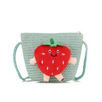 Girl's Straw Color Block Cute Round Square Zipper Shoulder Bag main image 3