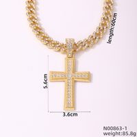 Hip-Hop Cross Zinc Alloy Plating Inlay Rhinestones K Gold Plated Rhodium Plated Men's Pendant Necklace main image 2