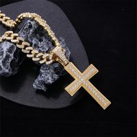 Hip-Hop Cross Zinc Alloy Plating Inlay Rhinestones K Gold Plated Rhodium Plated Men's Pendant Necklace main image 5